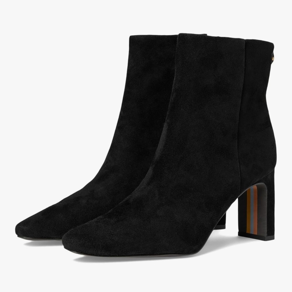 Sam Edelman Black Suede Mid-Calf Block Heel Boots 9.5